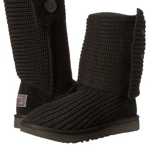 UGG Classic Cardy Black Knit 3-Button Boots